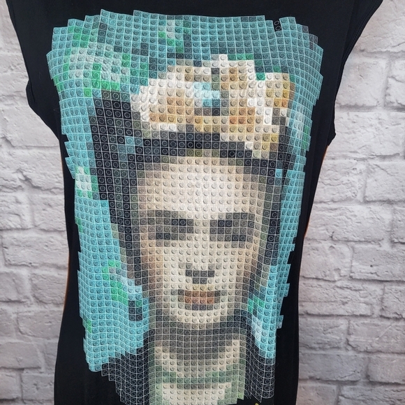 Ay Guey Tunic Top Graphic Frida Khalo Black Brown Split Sides Sleeveless NWT - Picture 3 of 11